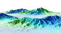 三维山脉地形图渲染效果