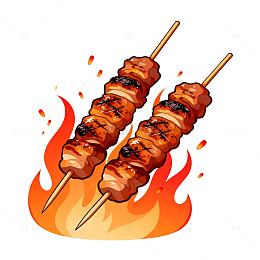 烧烤美食插画素材