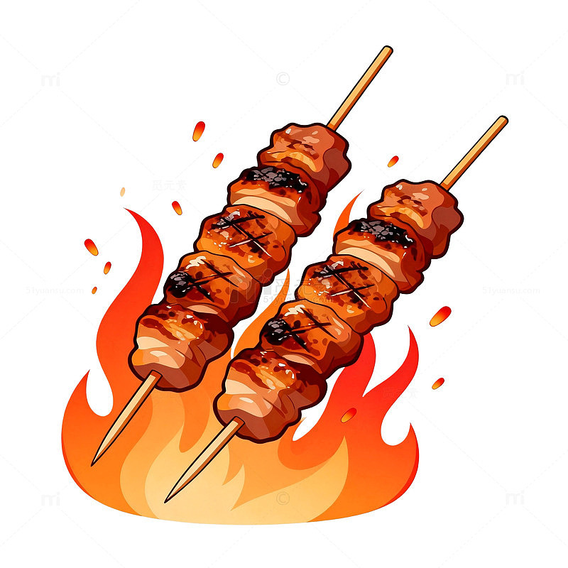 烧烤美食插画素材