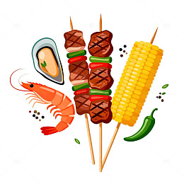烧烤美食插画设计素材