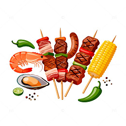 美食烧烤插画设计素材
