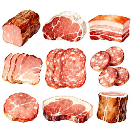 水彩肉类插画设计素材