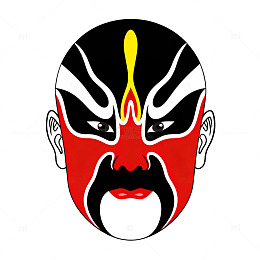 京剧脸谱红黑图案矢量素材