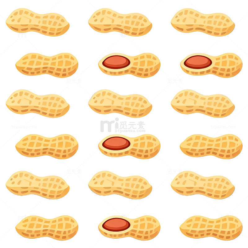 卡通花生图案插画设计素材