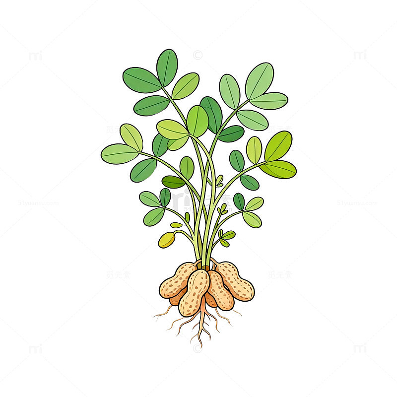 卡通花生植株插画