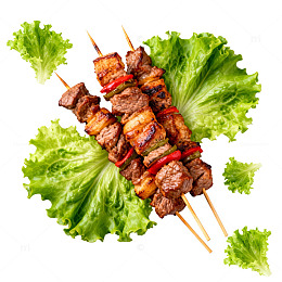 烤肉串生菜美食