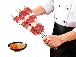 厨师手持烤肉串美食广告设计