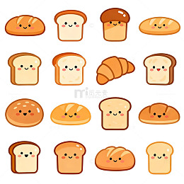 可爱卡通面包插画素材