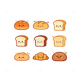 卡通面包表情贴纸