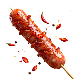 香辣烤肠美食插画设计素材