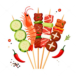 烧烤美食插画设计素材