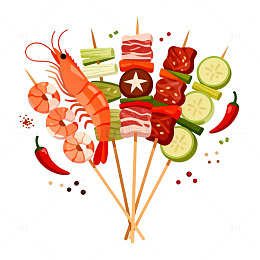 美食烧烤插画设计素材