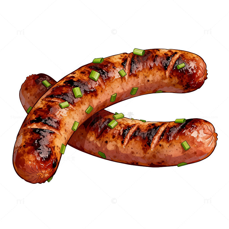 烤肠美食插画