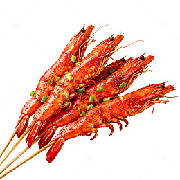 香辣串烧虾美食图片