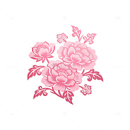 传统牡丹花纹剪纸图案