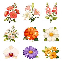 多彩花卉插画设计素材