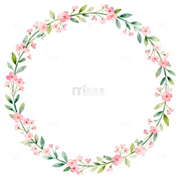 水彩花环花卉装饰图案