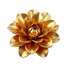 金色金属花朵装饰设计元素