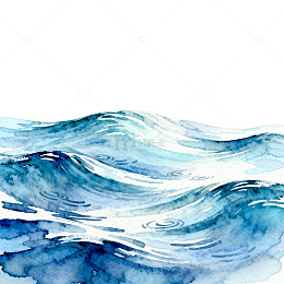 水彩海浪风景画
