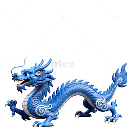 蓝釉中国龙雕塑艺术品