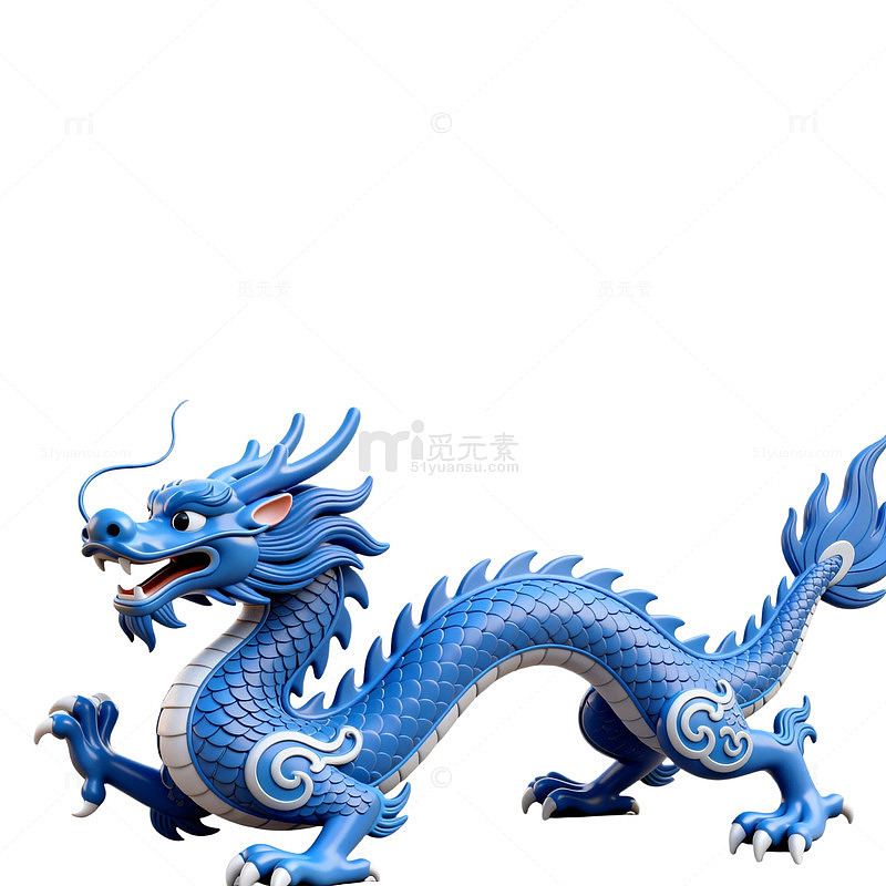 蓝釉中国龙雕塑艺术品