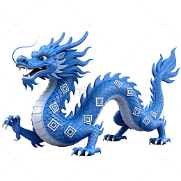 蓝色中国龙3D模型