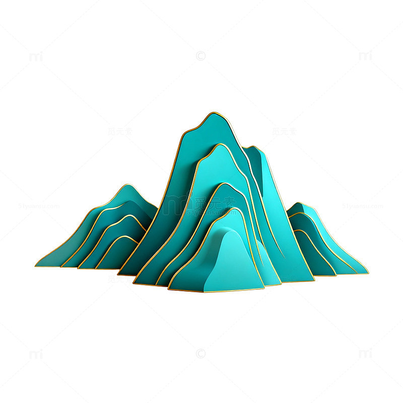 蓝绿山水艺术插画