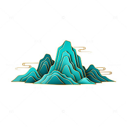 国潮风格山水矢量插画