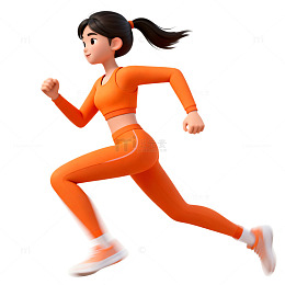 卡通跑步女运动插画