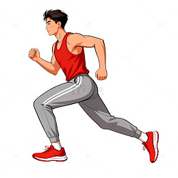 卡通跑步运动员插画素材