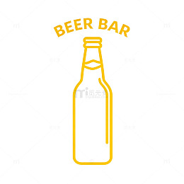 简约啤酒瓶酒吧标志设计
