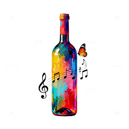 多彩音乐酒瓶创意艺术插画