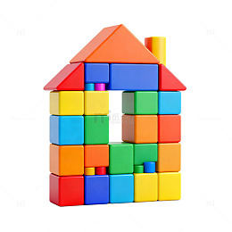 积木搭建彩色小屋