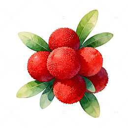 水彩杨梅果实插画素材