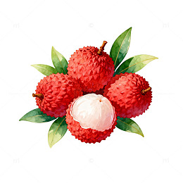 水彩荔枝水果插画设计素材