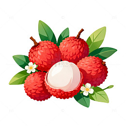 荔枝插画水果设计素材