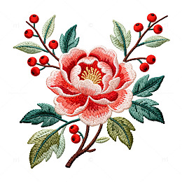 刺绣风格花卉图案设计元素