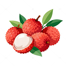 插画风荔枝水果设计素材