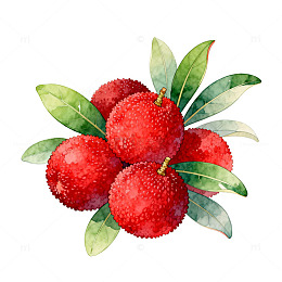 水彩杨梅水果插画设计素材