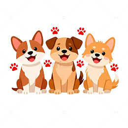 卡通狗狗插画设计素材