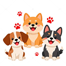 卡通可爱狗狗插画设计素材