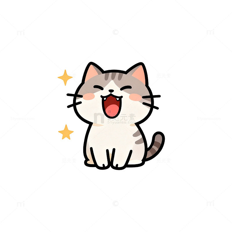可爱卡通小猫插画素材