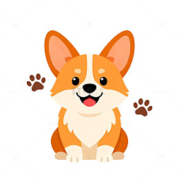 卡通柯基犬插画设计素材