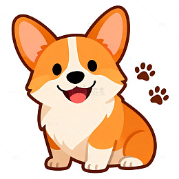 可爱卡通柯基犬插画