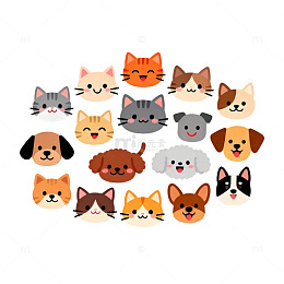 可爱动物头像插画集合