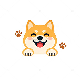 可爱柴犬卡通形象插画素材