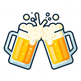 卡通啤酒碰杯庆祝图案