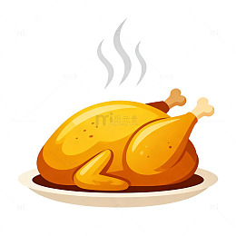 卡通烤鸡美食插画设计元素