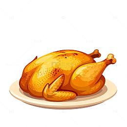 金黄烤鸡美食插画素材