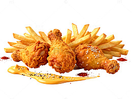 美食炸鸡薯条诱惑插画
